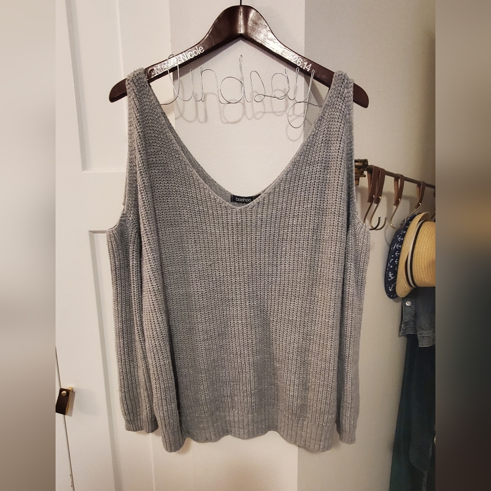 Off the shoulder slouchy sweater